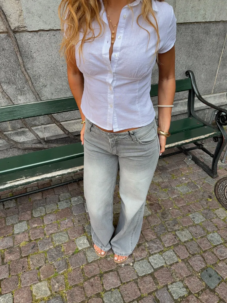 Design By Si Ranya lavtaljede jeans - Lys grå