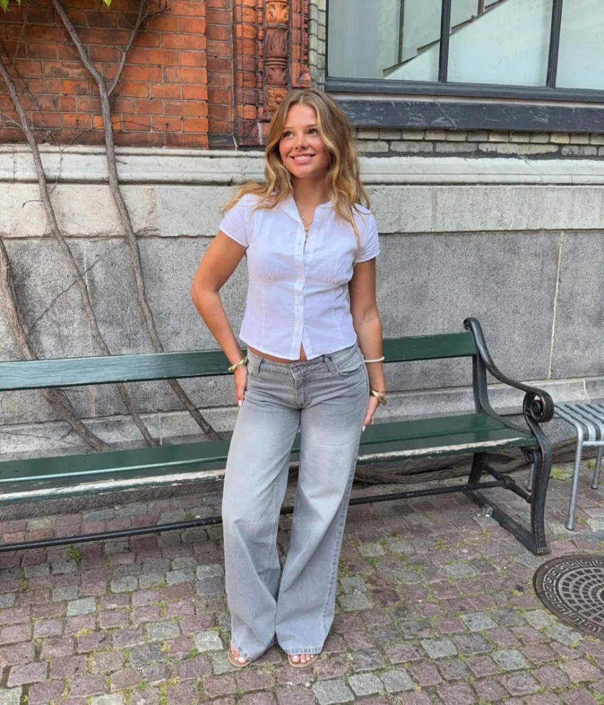 Design By Si Ranya lavtaljede jeans - Lys grå