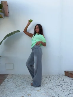 Design By Si Ranya lavtaljede jeans - Lys grå
