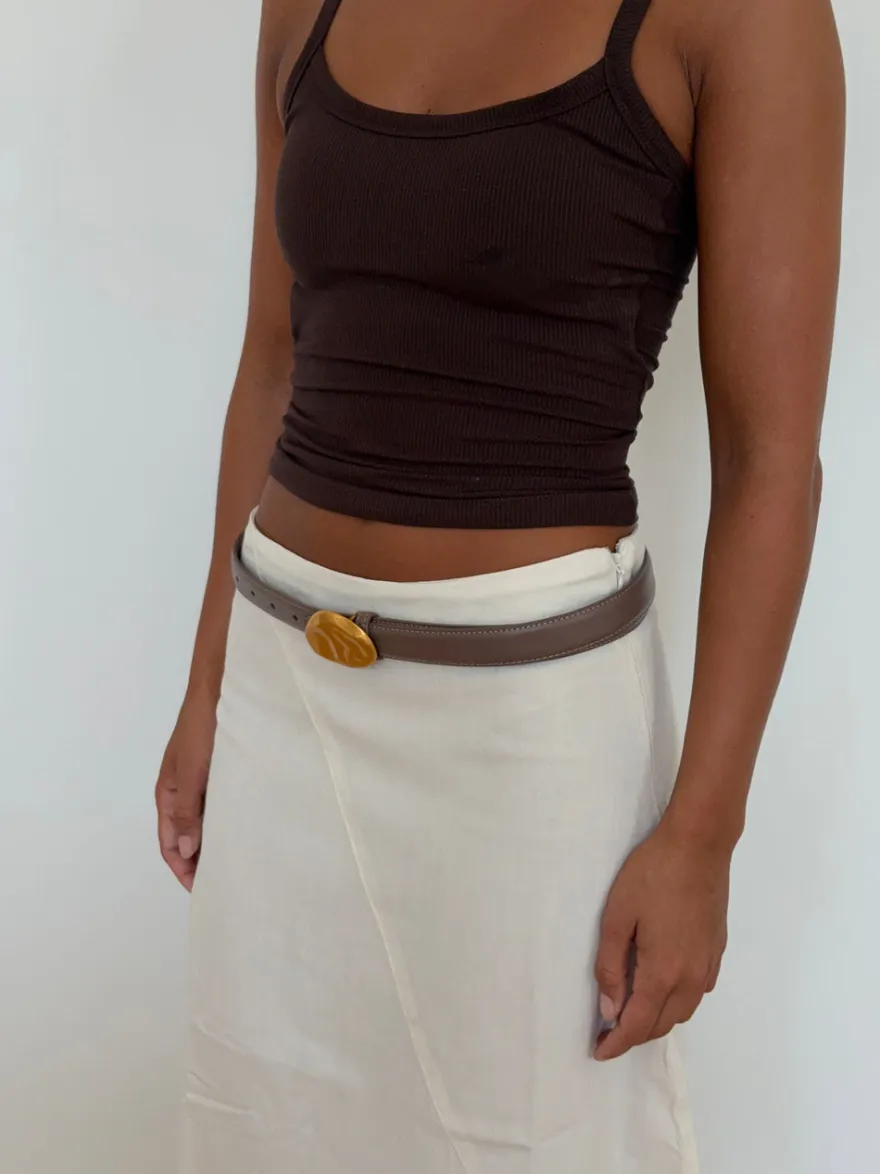 Design By Si Refined bælte - Taupe/guld Hot