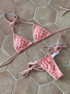 Design By Si Riana bikini med mønster - Hvid/orange Discount