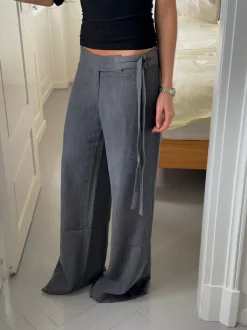 Design By Si Ronya bukser med bælte - Grå Outlet