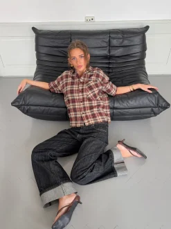 Design By Si Ryder ternet skjorte med korteærmer - Rød/brun/hvid Hot