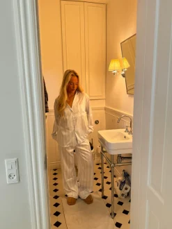 Design By Si Sabine satin pyjamasbukser - Lyseblå Best