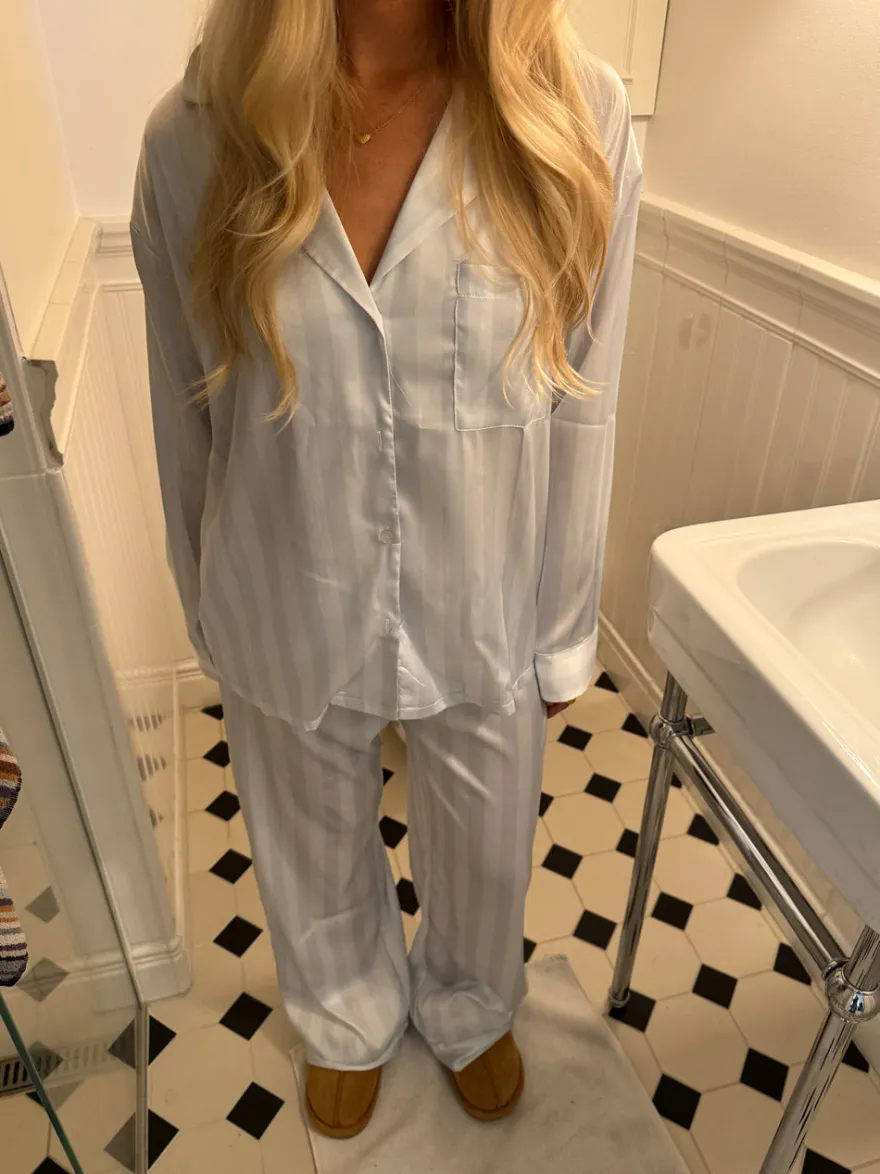 Design By Si Sabine satin pyjamasbukser - Lyseblå Best