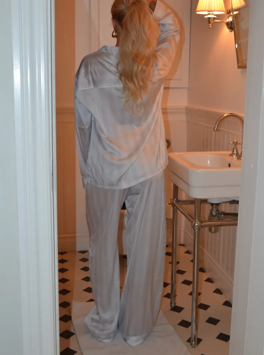 Design By Si Sabine satin pyjamasbukser - Lyseblå Best