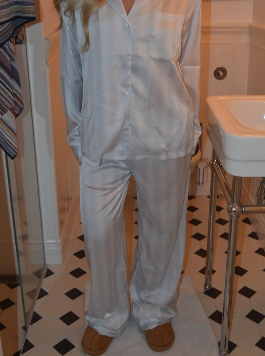 Design By Si Sabine satin pyjamasbukser - Lyseblå Best