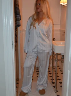 Design By Si Sabine satin pyjamasbukser - Lyseblå Best