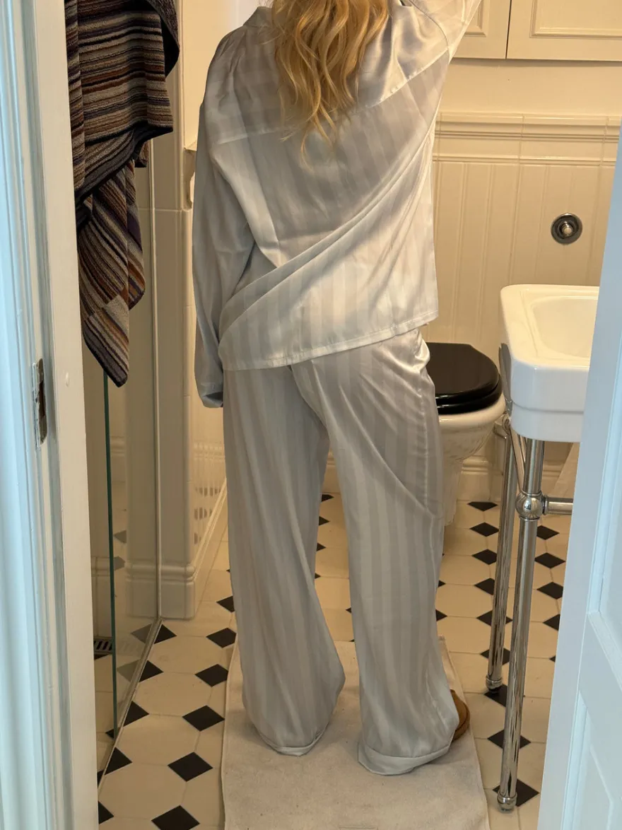 Design By Si Sabine satin pyjamasbukser - Lyseblå Best