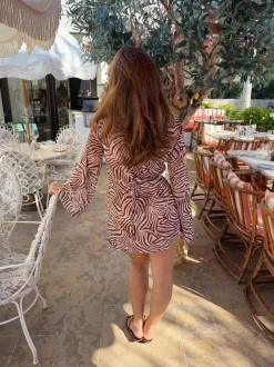 Design By Si Safaria kjole med zebraprint - Off white/brun Outlet