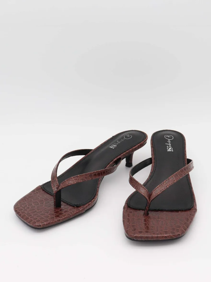 Design By Si Safine mules med krokodilleprint - Brun