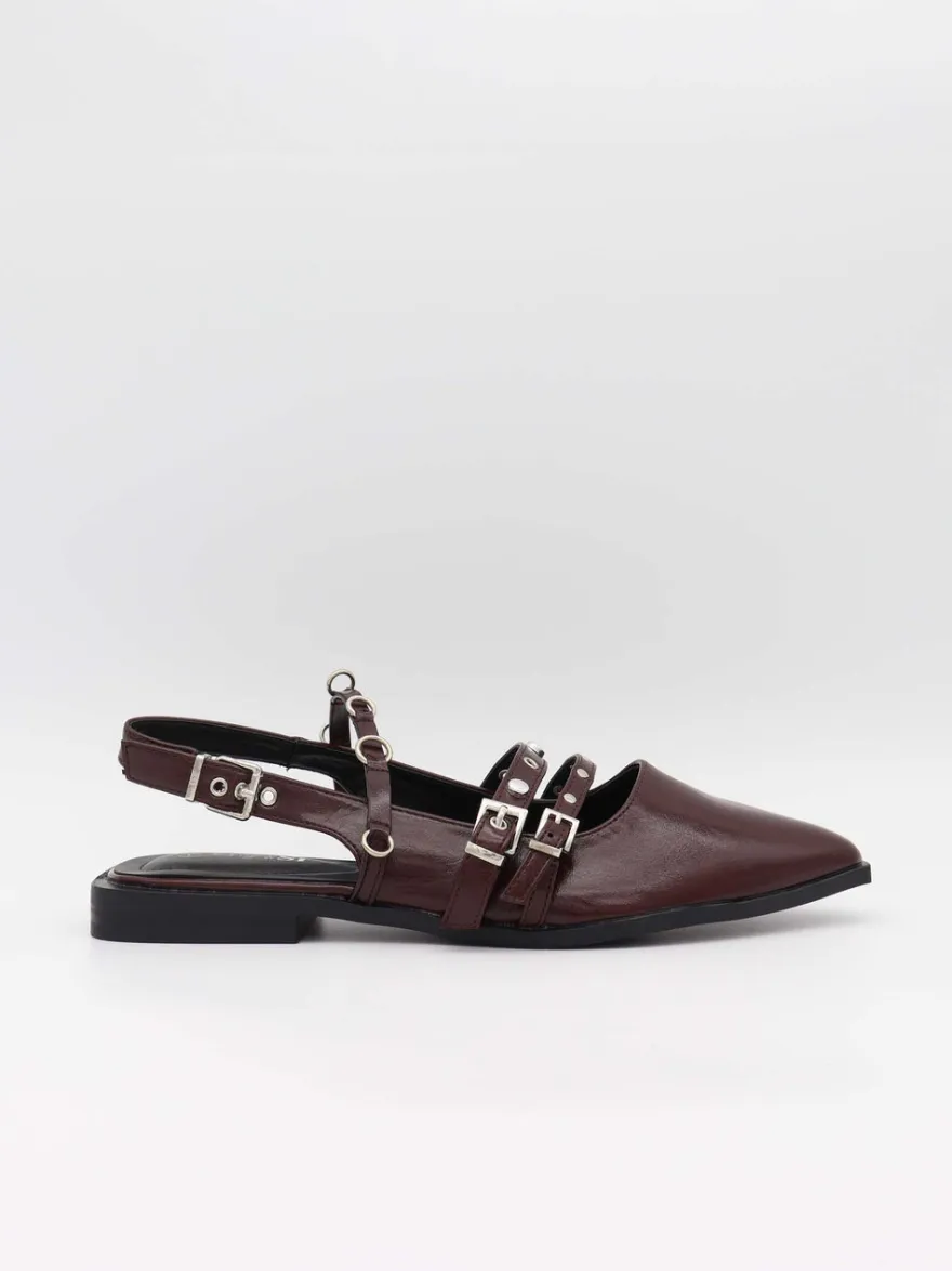Design By Si Saga slingback sandaler med spændedetaljer - Mørkerød Best