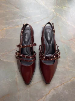 Design By Si Saga slingback sandaler med spændedetaljer - Mørkerød Best
