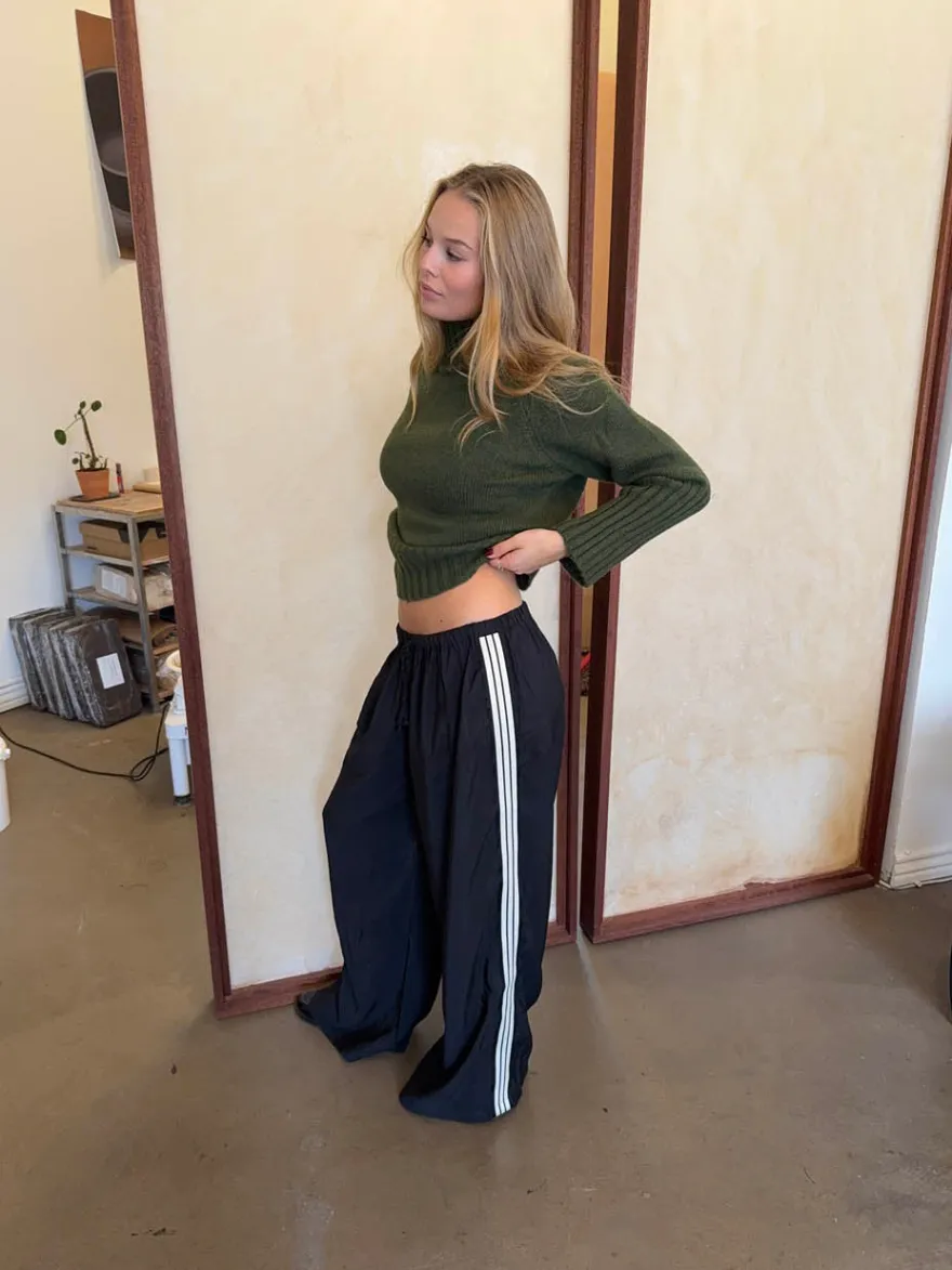 Design By Si Samantha bukser med stribe detaljer - Sort/hvid