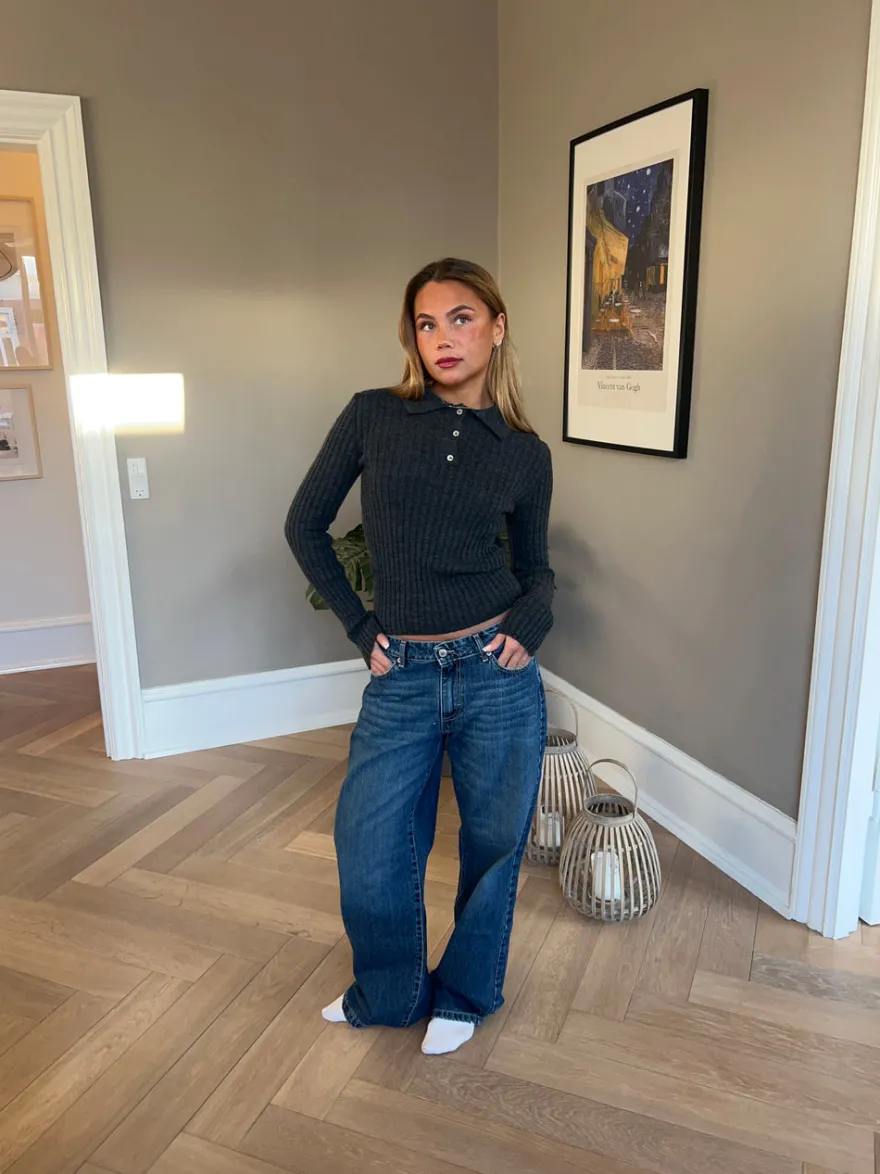 Design By Si Sandra strikket polo - Mørk grå Best