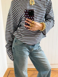 Design By Si Scandivv bluse med striber - Blå/brun Best