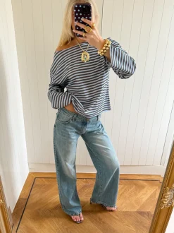 Design By Si Scandivv bluse med striber - Blå/brun Best