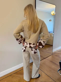 Design By Si Scandivv jeans med koprint - Beige Hot