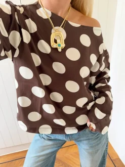 Design By Si Scandivv langærmet med prikker - Brun/creme Best