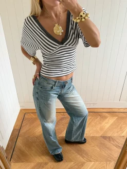 Design By Si Scandivv lavtaljede jeans - Lys denim Outlet