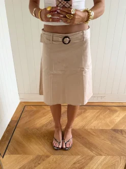 Design By Si Scandivv nederdel med bælte - Beige Clearance