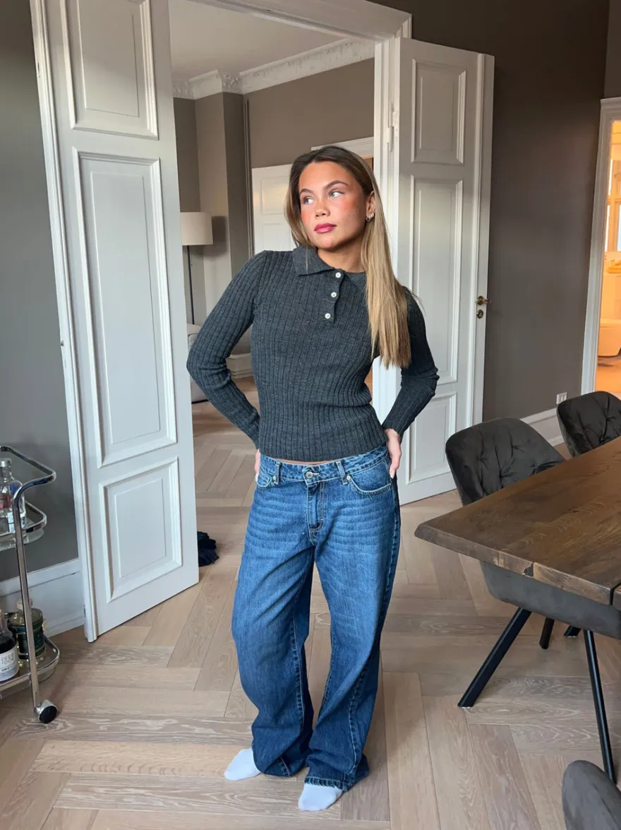 Design By Si Sessa lavtaljede jeans - Blå denim Hot