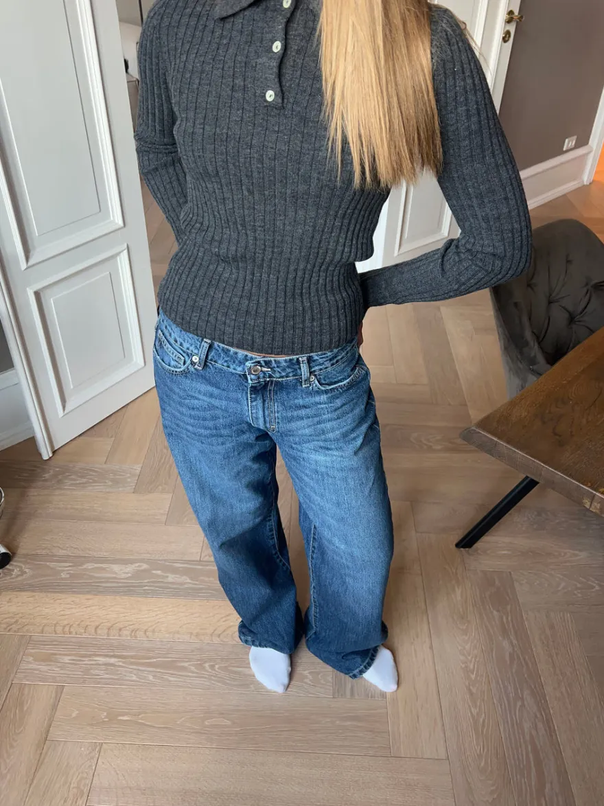 Design By Si Sessa lavtaljede jeans - Blå denim Hot