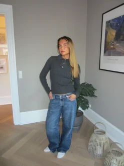 Design By Si Sessa lavtaljede jeans - Blå denim Hot