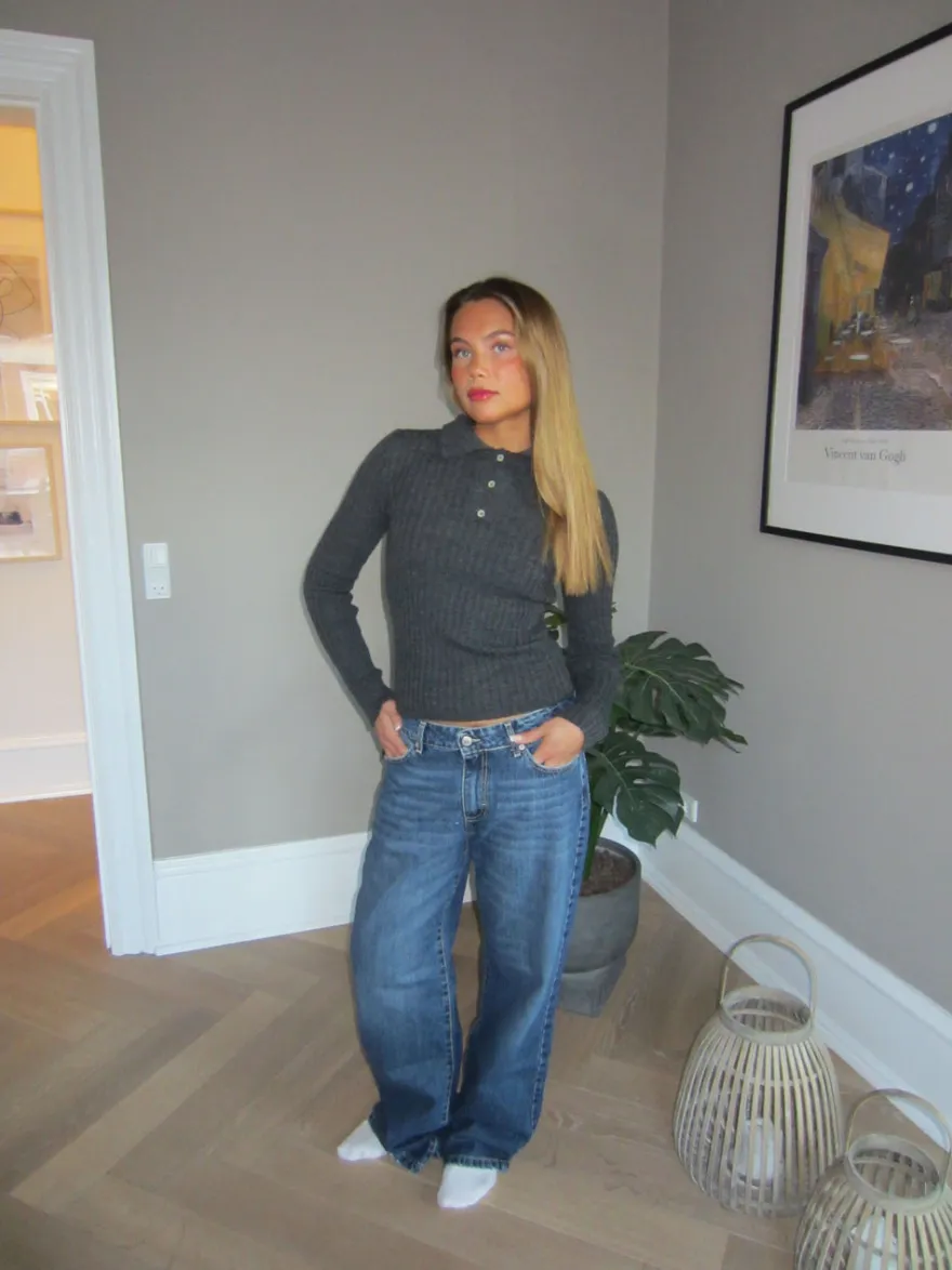 Design By Si Sessa lavtaljede jeans - Blå denim Hot