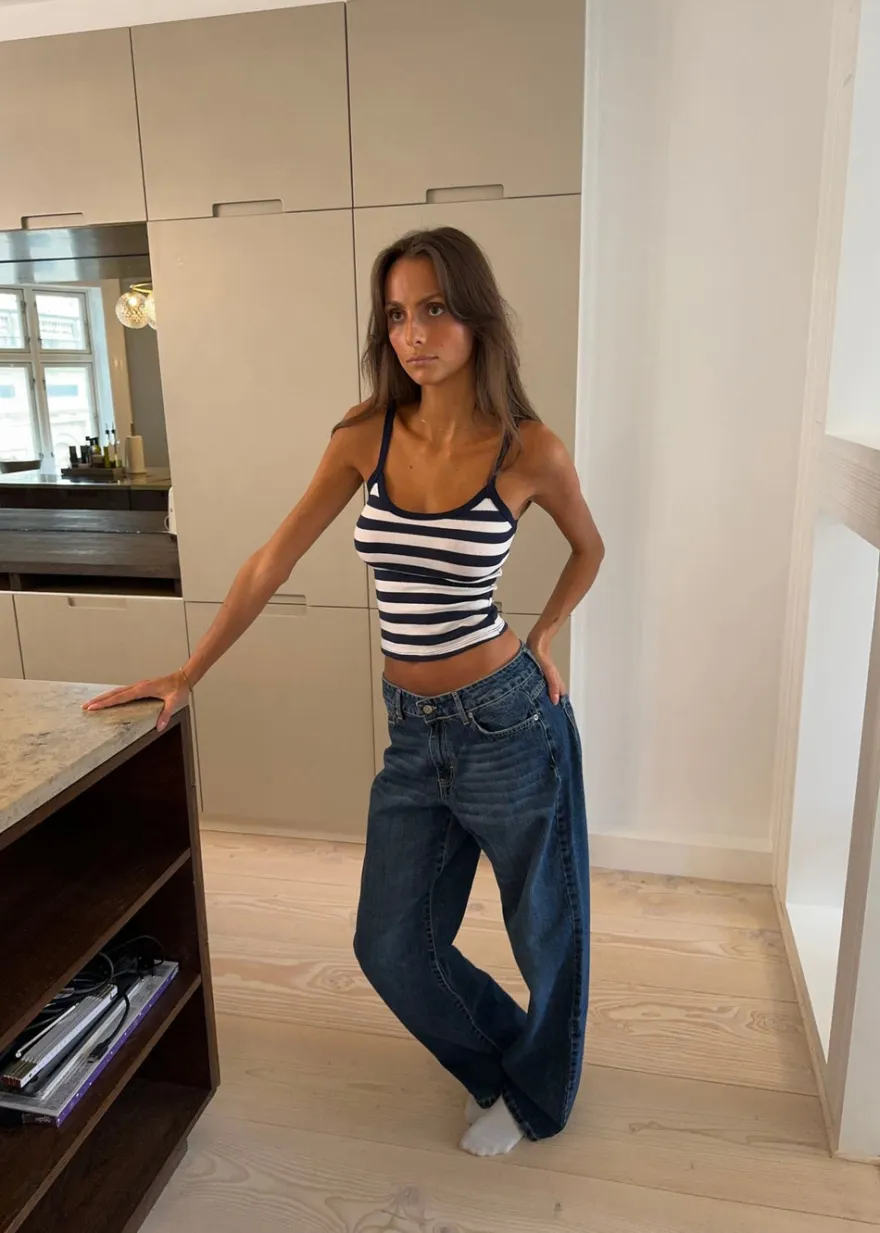 Design By Si Sessa lavtaljede jeans - Blå denim Hot