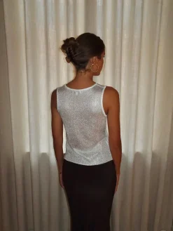 Design By Si Silja top med glimmer - Hvid Online