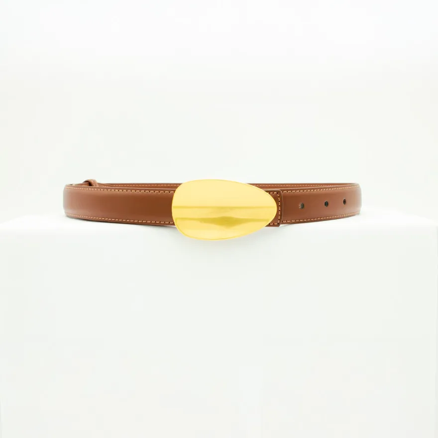 Design By Si Sleek bælte - Brun/guld Hot