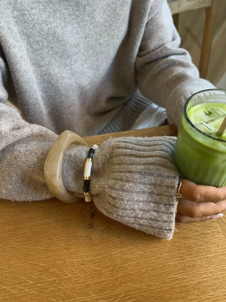 Design By Si Sola armbånd med striber - Sort/hvid New