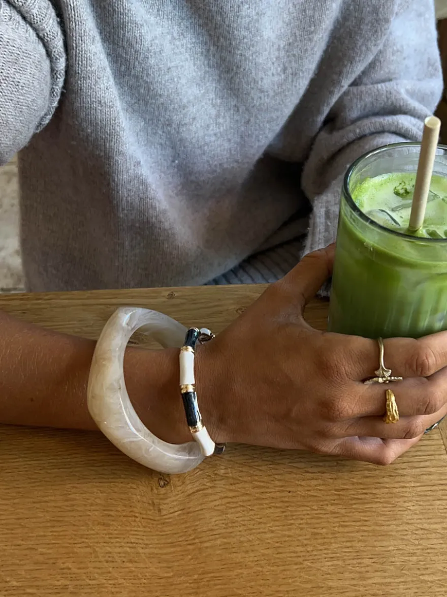 Design By Si Sola armbånd med striber - Sort/hvid New