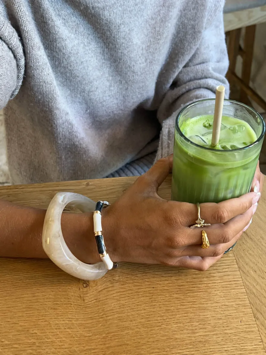 Design By Si Sola armbånd med striber - Sort/hvid New