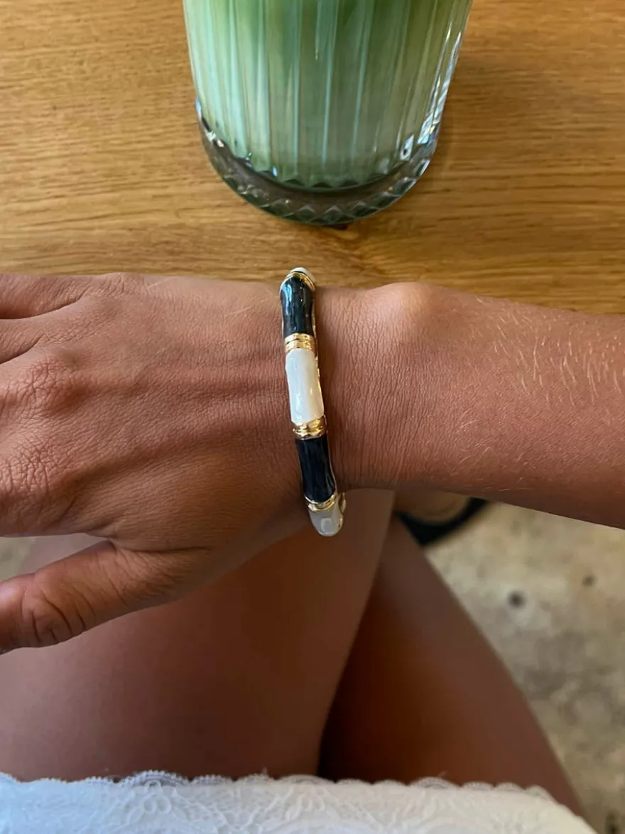 Design By Si Sola armbånd med striber - Sort/hvid New