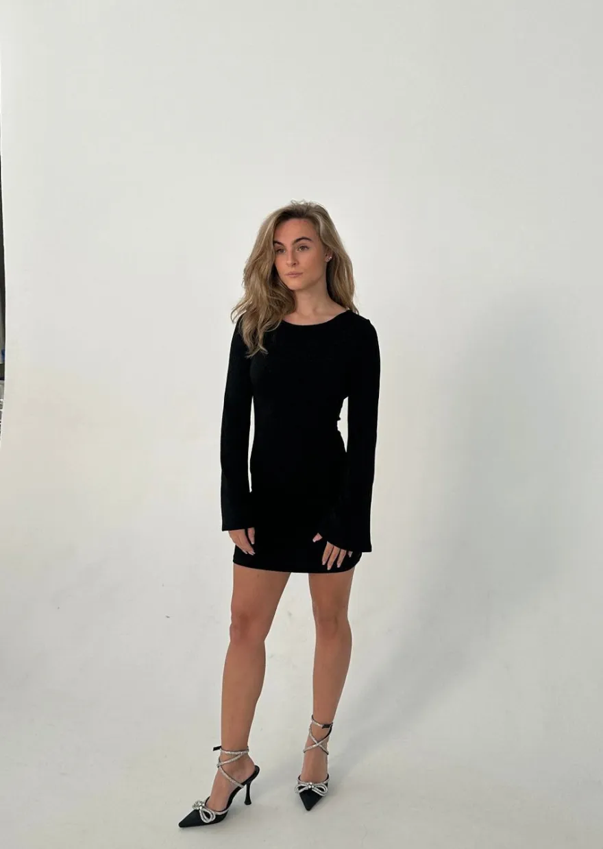 Design By Si Solange glitterkjole med åben ryg - Sort Online