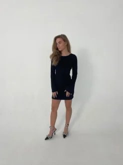 Design By Si Solange glitterkjole med åben ryg - Sort Online