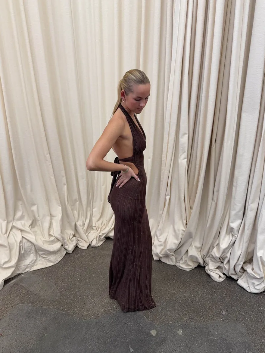 Design By Si Sotina kjole med glitter - Brun