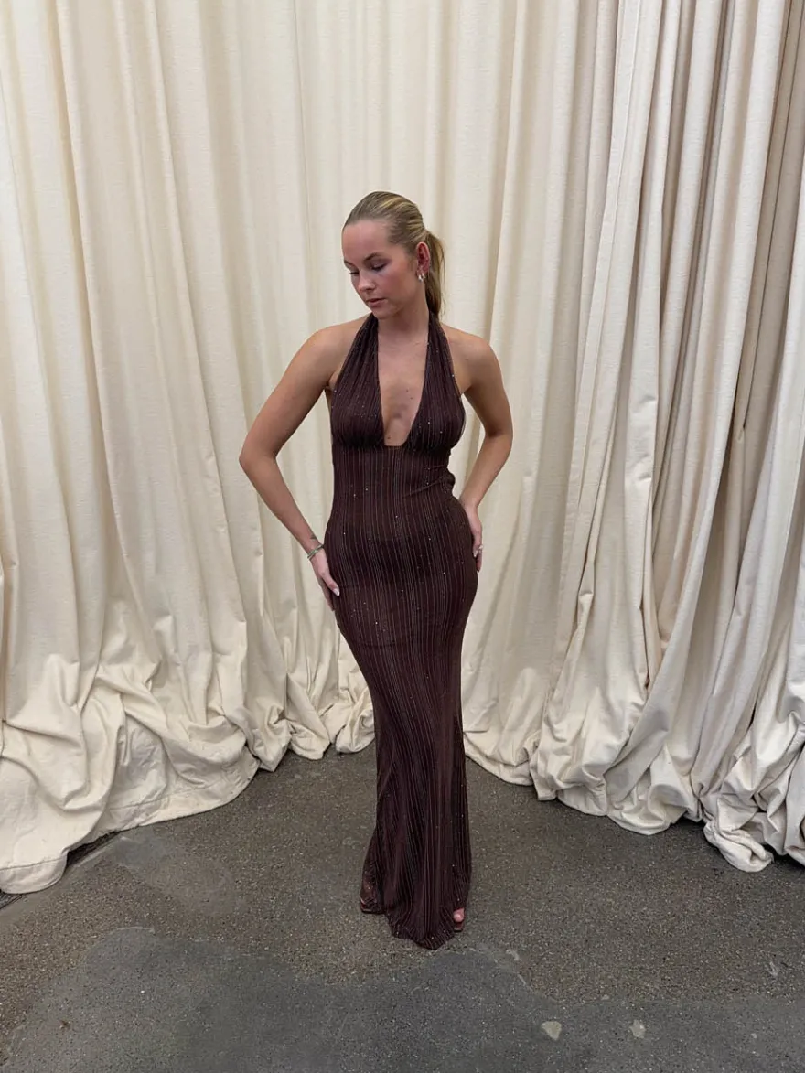 Design By Si Sotina kjole med glitter - Brun