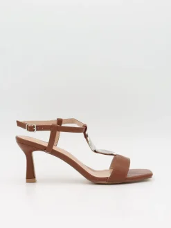 Design By Si Spania hæle med sølvdetaljer - Brun Discount