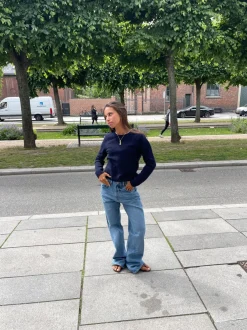 Design By Si Star jeans med hvide stjerner - Lys denim Clearance