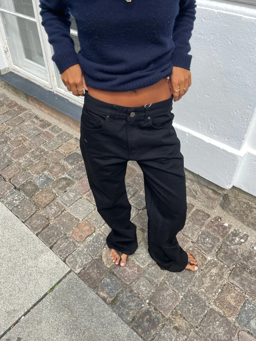 Design By Si Star jeans med leopard stjerner - Sort