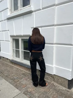 Design By Si Star jeans med leopard stjerner - Sort
