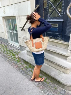 Design By Si Strandtaske i flet - Beige Sale