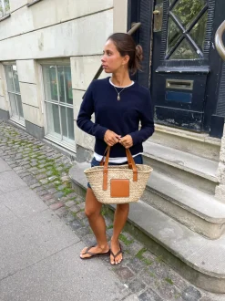 Design By Si Strandtaske i flet - Beige Sale