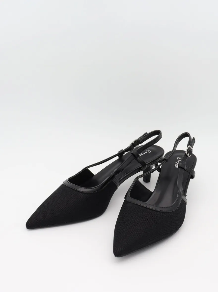 Design By Si Suzanne slingback hæle med detaljer - Sort Clearance
