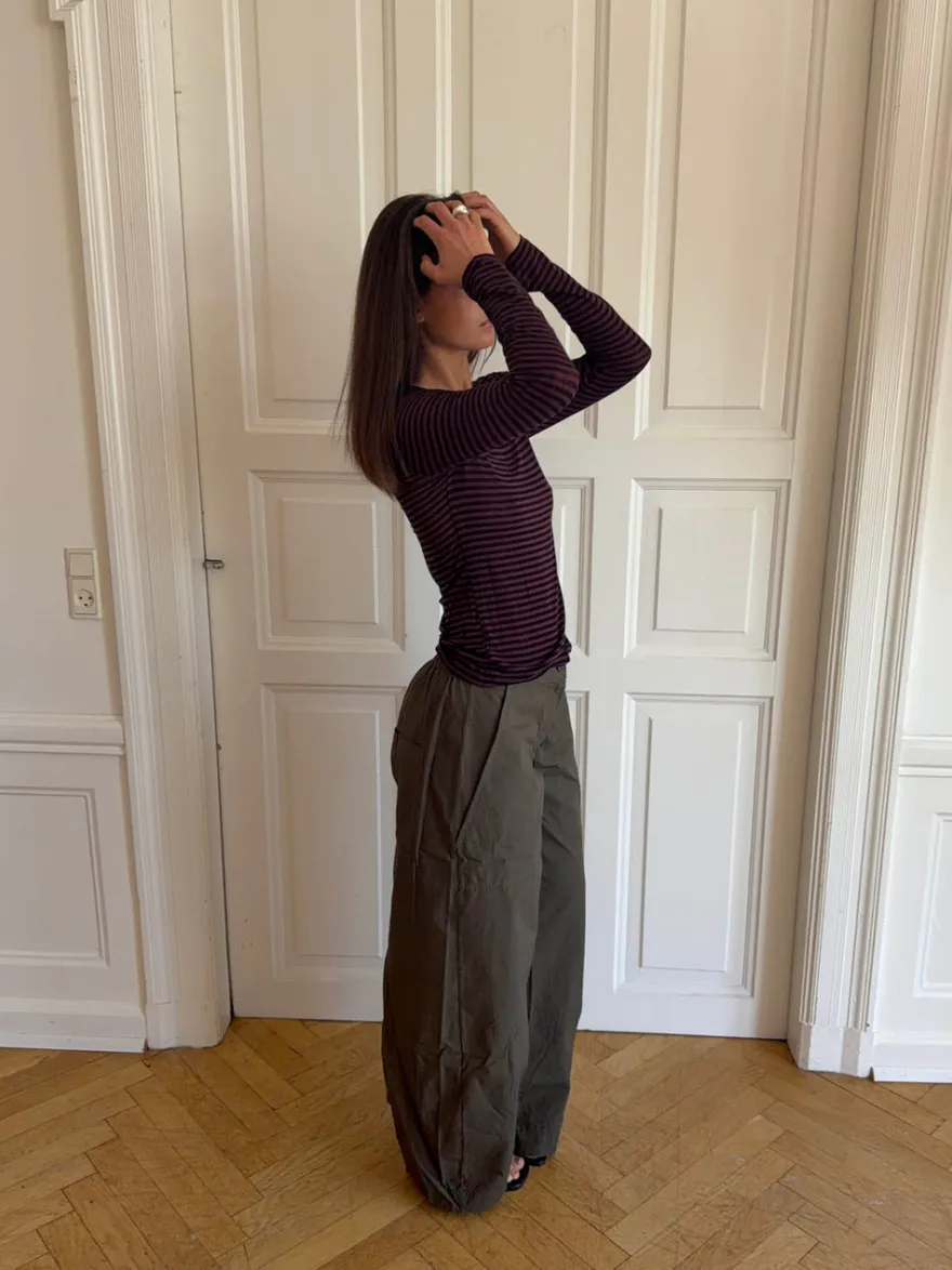 Design By Si Suzy bluse med striber - Bordeaux og sort Sale