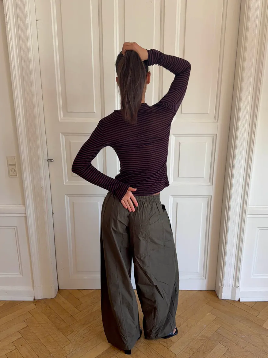 Design By Si Suzy bluse med striber - Bordeaux og sort Sale