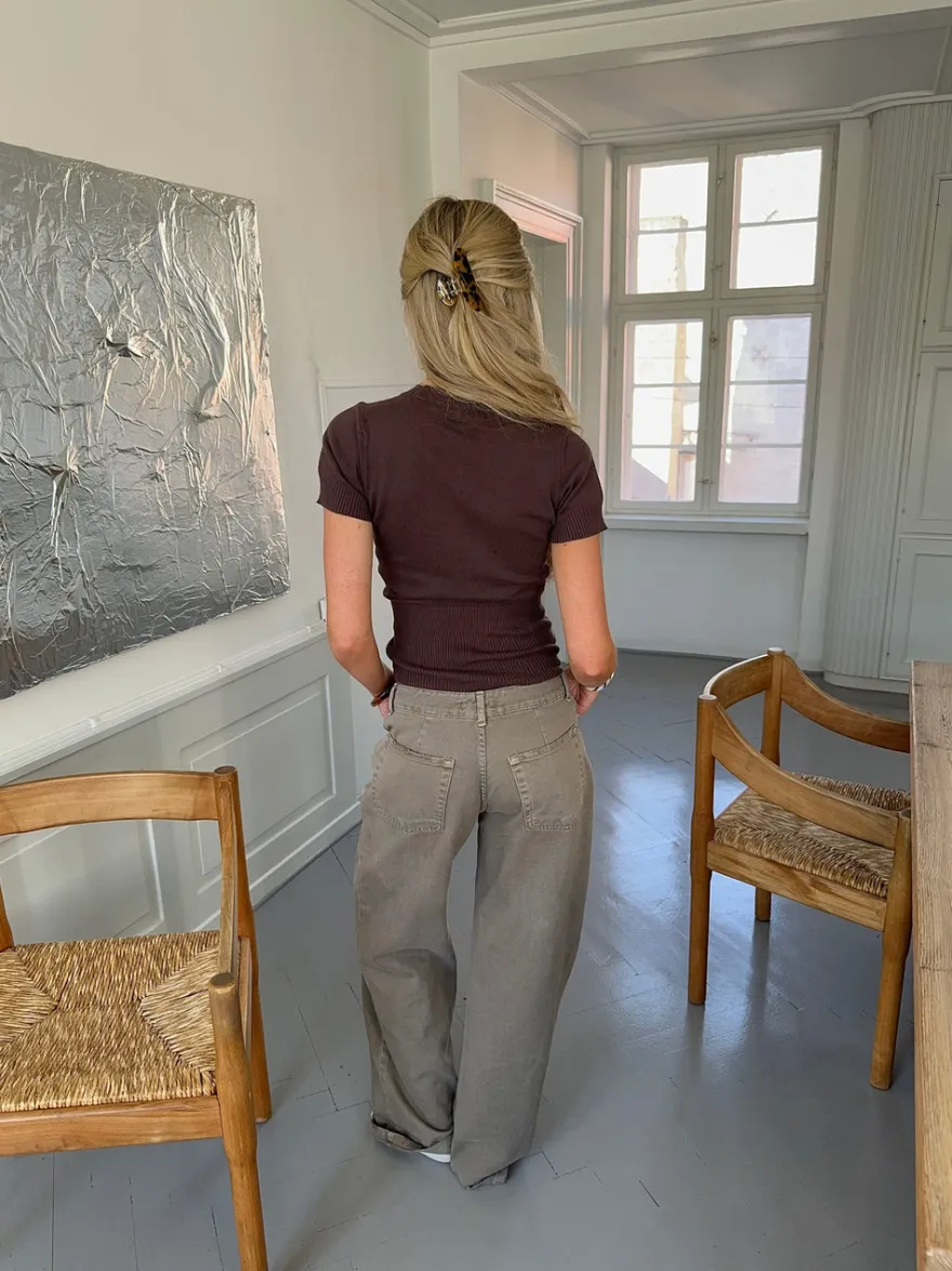 Design By Si Sylvia strikket t-shirt - Brun Hot